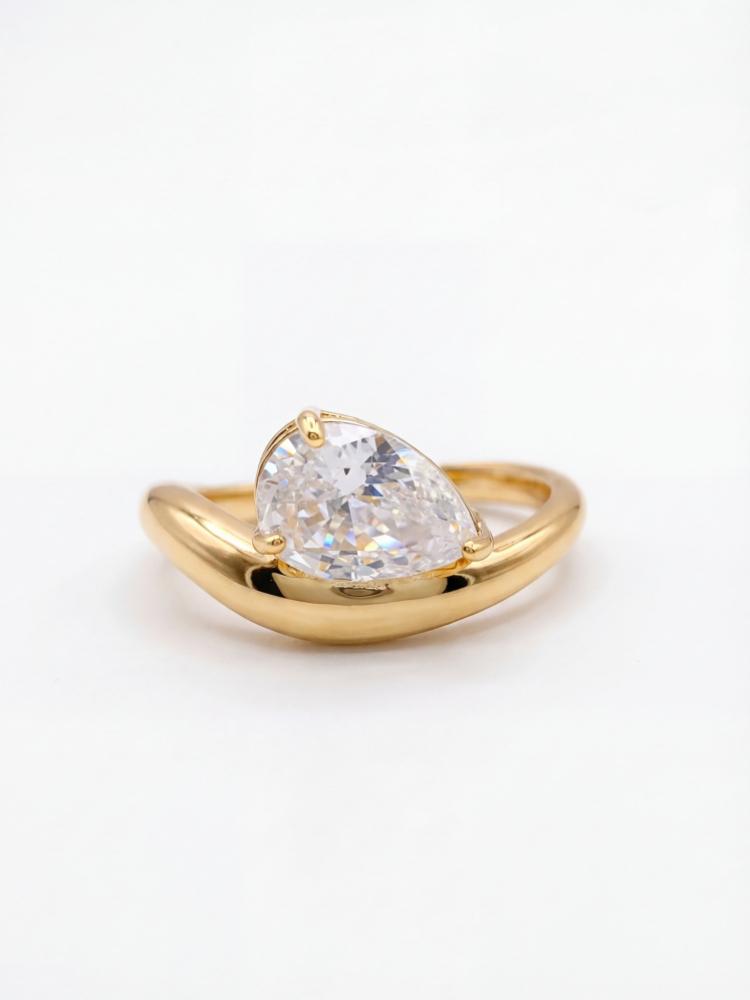 925 Silver Fashionable Simple Water-Drop Zircon Ring for Women Engagement Wedding High Quality Luxury Fine Jewelry