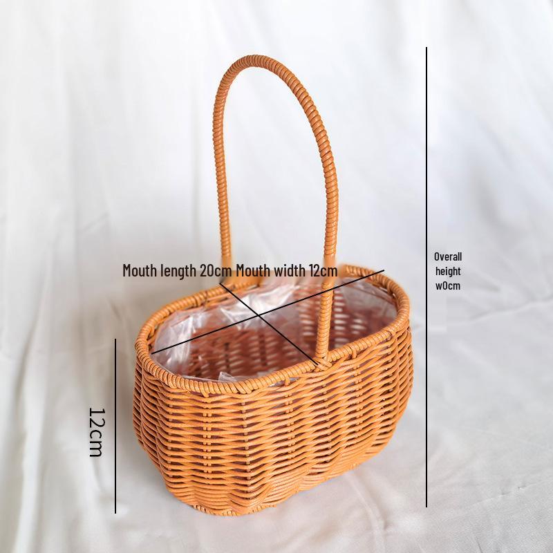 Valentinstag Handgefertigter Rattan Picknick- und Blumenkorb für Hochzeiten und Heimdekoration