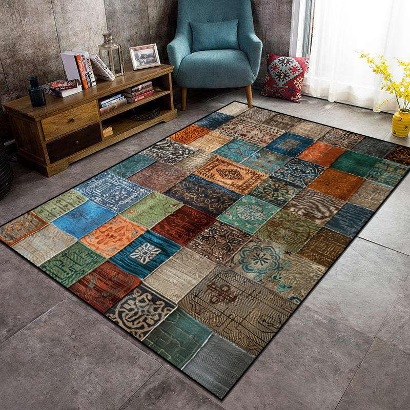 Bohemian Retro Living Room Carpets BOHO Abstract Home Large Rug Hallway Doorway Entrance Door Mat Room Decor Foot Mat Washable