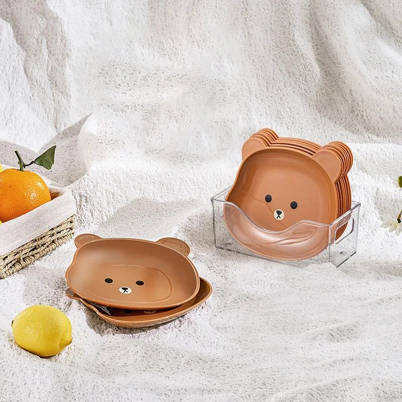 Mini Søt Tegneserieform Bjørn Spyttbeinsskål Kreativ Skrivebordsavfallsbrett Snackmatrester Fruktfat Kawaii Kjøkkenbordsservise