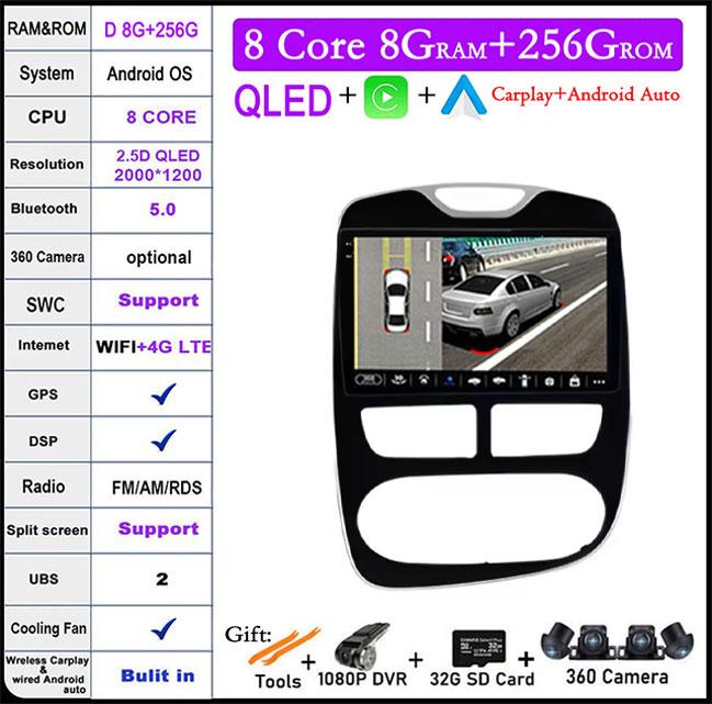 10" For Renault Clio 4 2012-2016 Carplay Car RadioMultimedia Video Player Android Auto 4G WFIGPSNavigation DSP Stereo BT