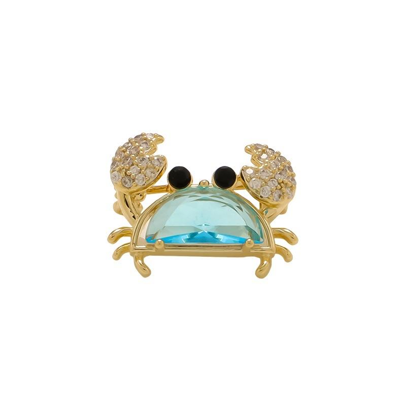 Летние каникулы ветер изысканный каменно-синий белый маленький краб булавка универсальная мини маленькая брошь морская жизнь женская