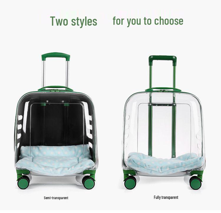 Transparent Pet Travel Suitcase & Stroller - Double-Layer, Airline-Approved for Cats & Dogs.