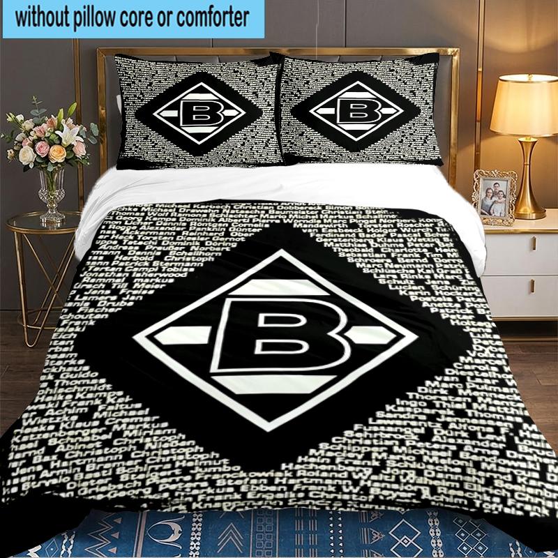 3PCS Green Black Borussia Bedding set,Ideal For1pc Duvet Cover And 2pcs Pillowcases Perfect for Christmas gift,Ideal for Bedroom, Dormitory