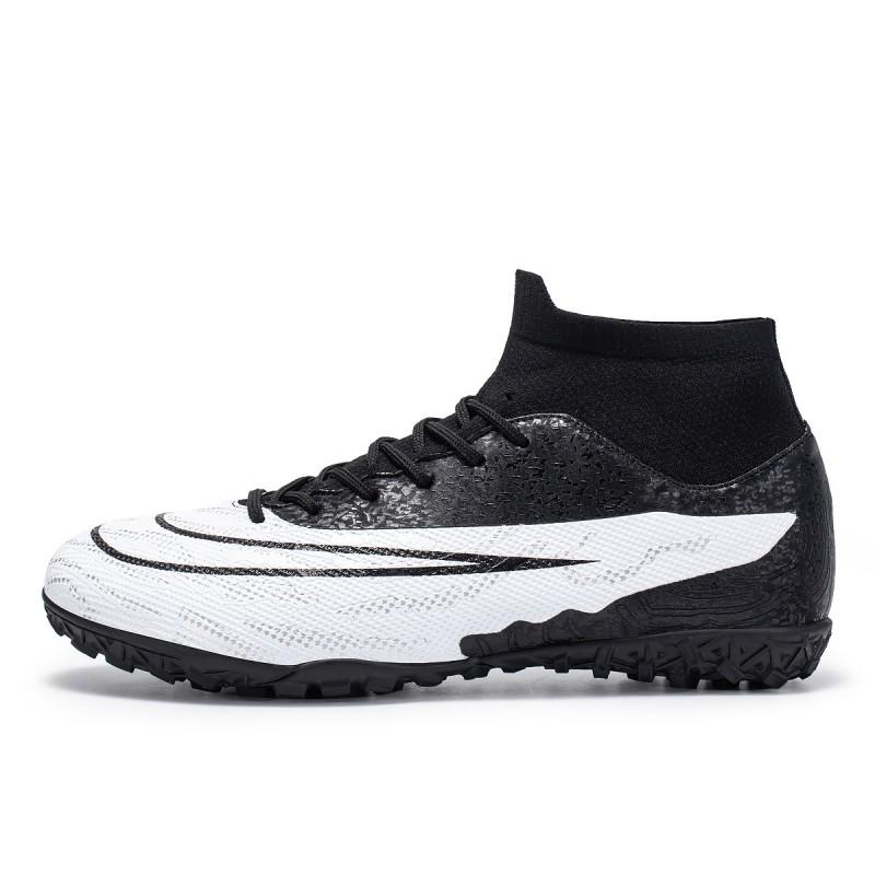Mens Womens High-Top Football Cleats Turf Grass Fields Anti-Slip Rubber Sole Breathable Mesh Lining Synthetic Upper