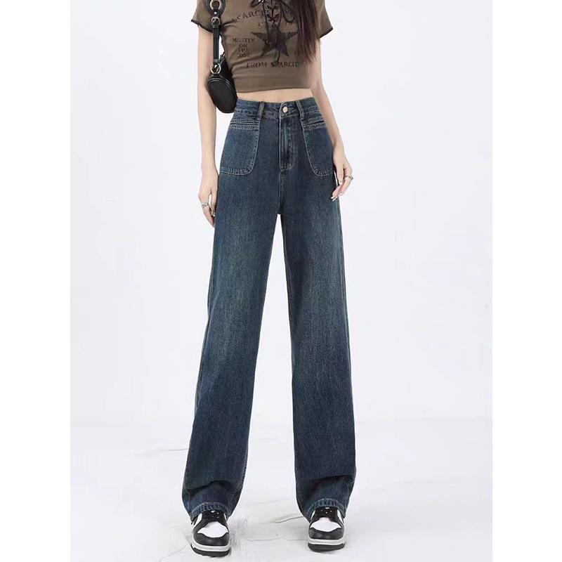 Women's Plus Size High Waist Wide Leg Jeans - Slim Fit, Winter, Thicken, Straight Leg, Loose, Drapey Long Pants