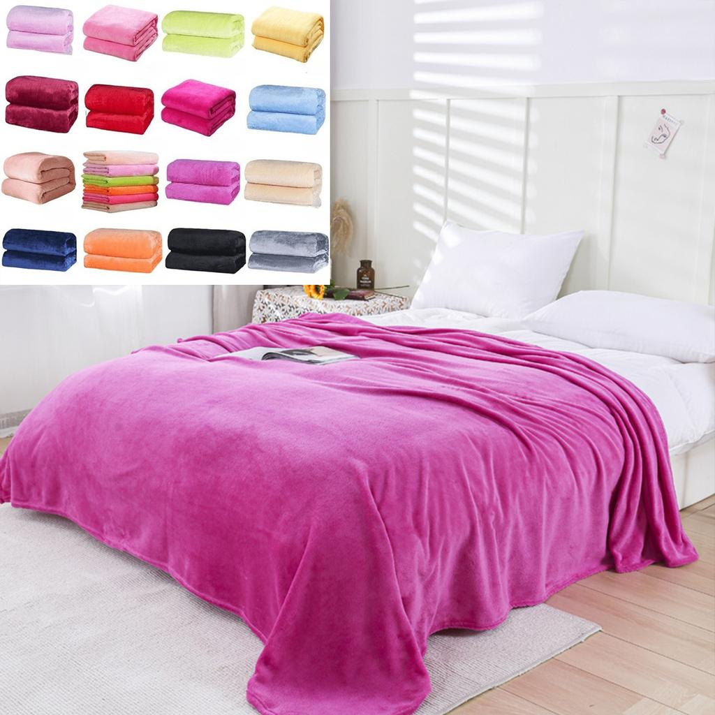 Solid Color Blanket,Coral Fleece,Thick Flannel Nap Blanket,Single and Double Person Blanket,Sofa Blanket