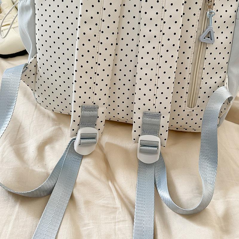 Damen Rucksack Studenten Schultasche College Stil Schleife Polo Punkt Rucksack