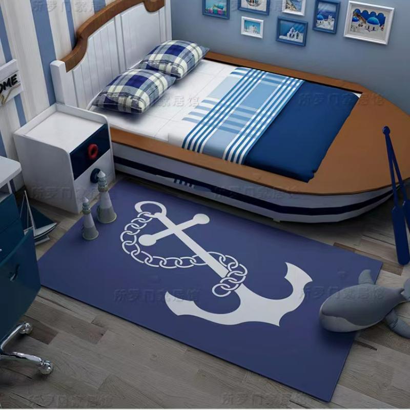 Nordic Marine Fan Carpets Mediterranean Soft Floor Mat for Living Room Bedroom Kids Room Sofa Coffee Table