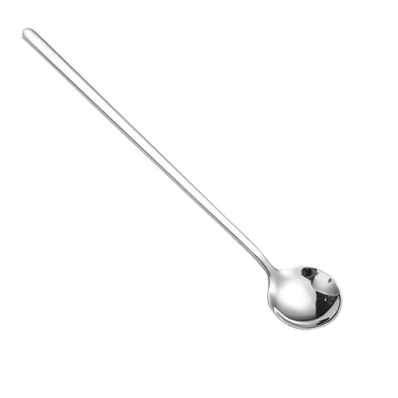 

15 см круглая ложка из нержавеющей стали с длинной ручкой для смешивания кофе, молока, торта, десерта, йогурта, ложка, бытовые столовые приборы для напитков