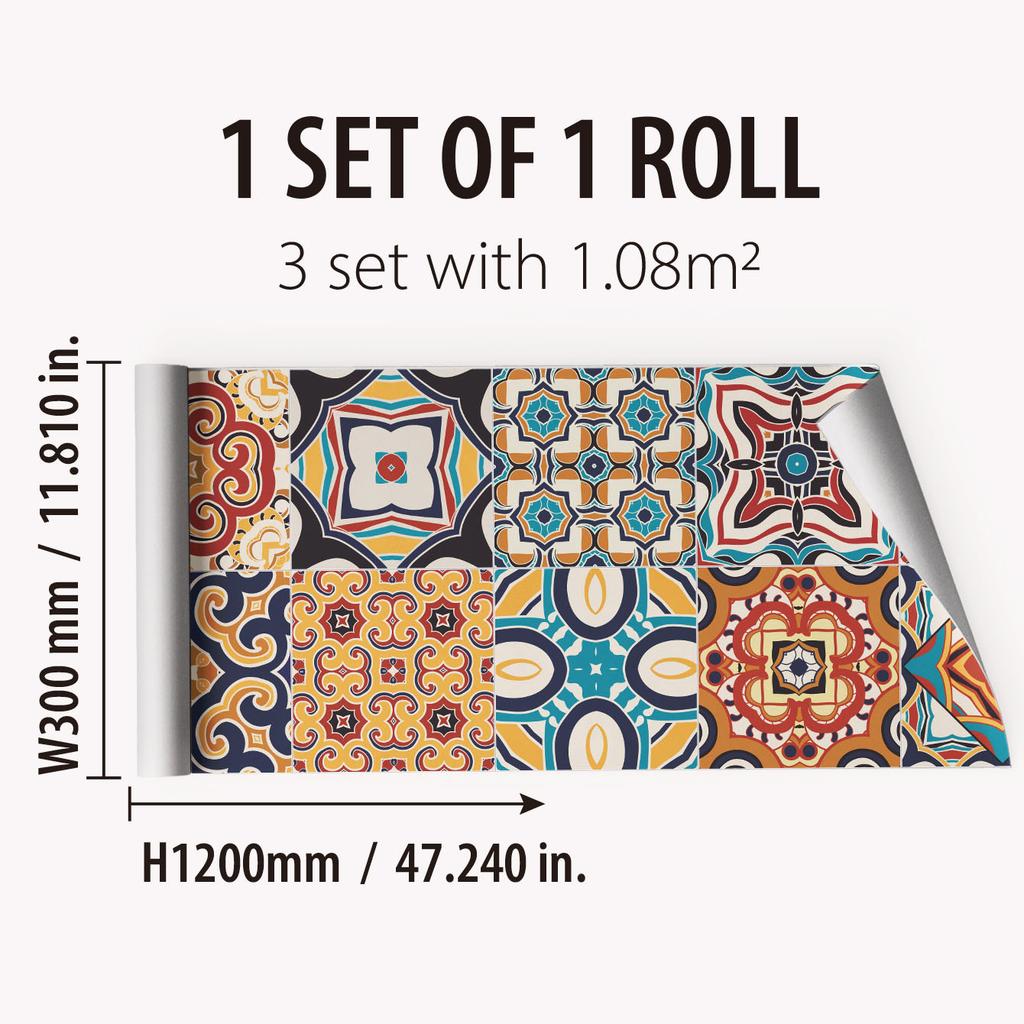 Bohemian Style Thickened Kitchen Sticker Waterproof Self-Adhesive Kitchen And Bathroom Wall Sticker Home Decoration Ethnic Pattern Wall Sticker