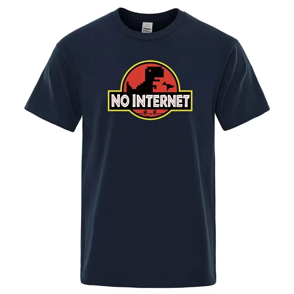 Tričko s kresleným dinosaurem Tištěný Bez internetu Tričko pánské tričko s dinosaurem vtipné Harajuku Tops Jurský offline park Pánské tričko
