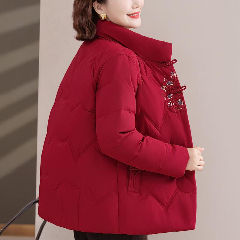 Plus Size Middle Age Women's Winter Down Jackets Thick Warm Embroidery Down Coats Woman Outerwears