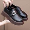 Women's New Fashionable and Comfortable Soft-soled Platform Small Leather Shoes Trend Retro Height Increase One Pedal