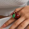 Minimalist Geometric Fruit Ring Colorful Vintage Ring Elegant Enamel Fruit Ring  Women