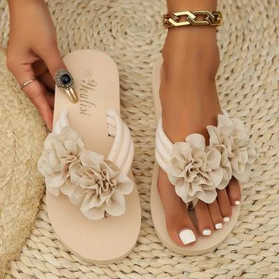 Neu Große Plattform Flip-flops Einfarbig Blume Mode Retro Flip-flops