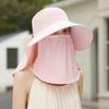 Wide Brim Foldable Shawl Hat Anti Uv Adjustable Integrated Face Mask Fisherman Hat Large Brim Sun Hat Tea Picking Hat Summer