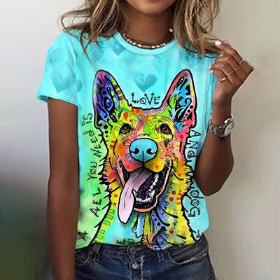 Lustige Tiergrafik Damen T-Shirts Lässiges Kurzarm-Oberteil Damen Kawaii Mode Übergröße Damenbekleidung Damen Sommer T-Shirts EMA
