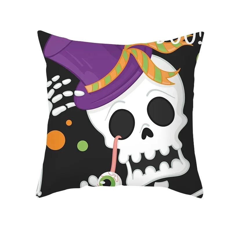 Halloween Horror Skull Pattern Living Room Office Sofa Car Decorative Pillowcase