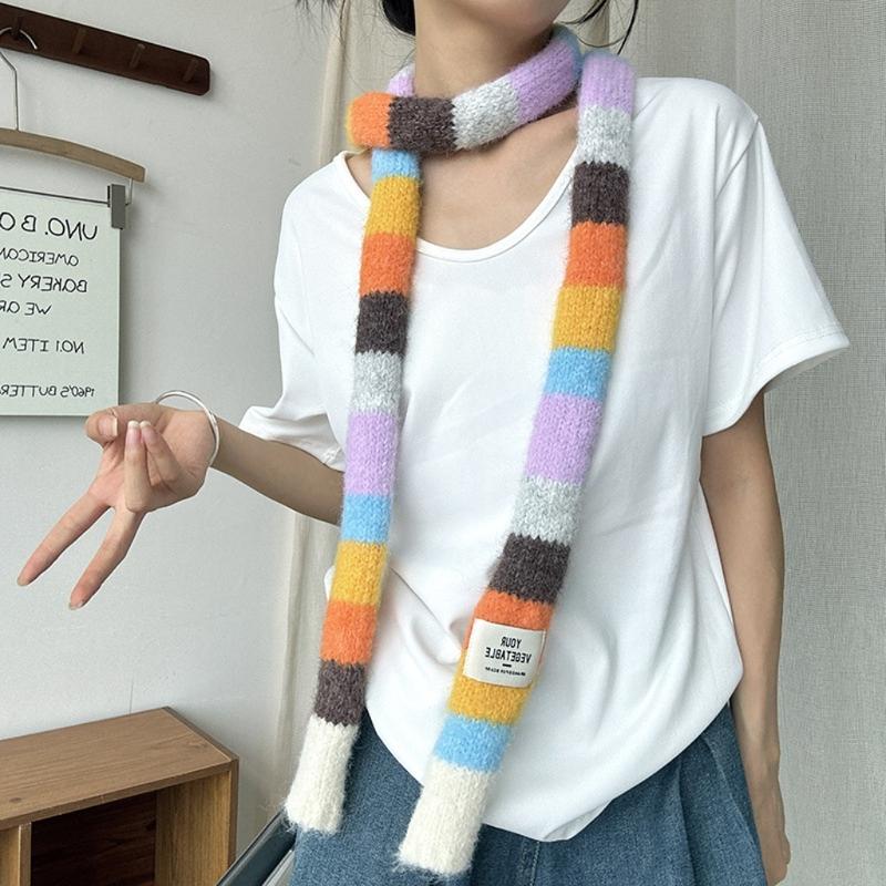 Colorblocks Striped Scarf Soft Comfortable Scarves Autumn Winter Neckerchief for Autumn and Winter Comfortable