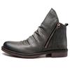 Short Boots with Motorcycle Leather Casual Stylish and Plus Sizes Street Faux Solid Perfect for Everyday Outdoors Gray X-cross Men's Side-Zip