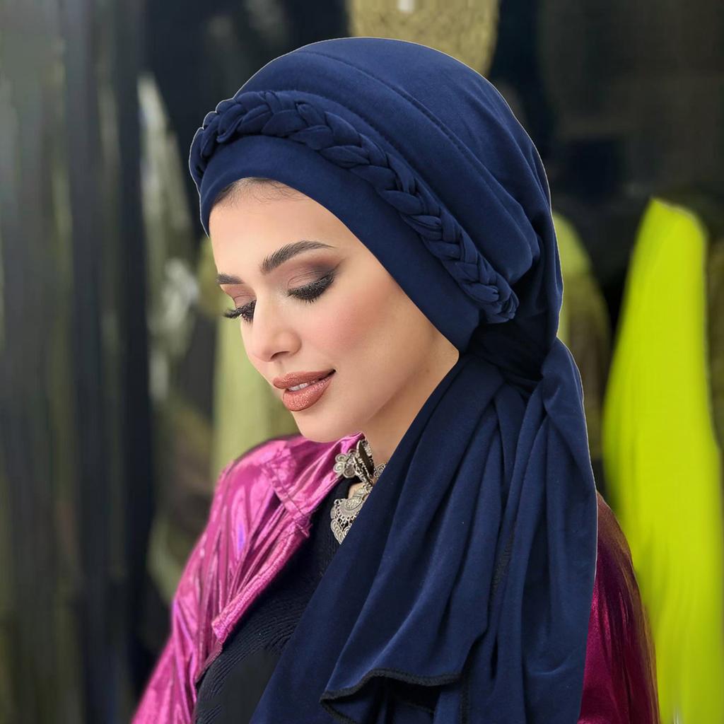 Jednokolorowe muzułmańskie hidżaby Damska chusta na głowę Turban Kapelusz Warkoczowy design Nakrycie głowy Modny dodatek Damska opaska na włosy Czapka