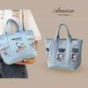 Kawaii Cute Snoopy Denim Tote Bag Cartoon Animation Student Cute Tote Bag Embroidery Lunch Handbag Bag Girl Birthday Present