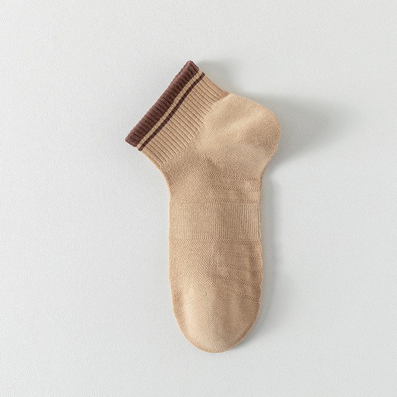 Men's Summer Pure Color Cotton Net Anti Pilling Boneless Seam Head Cotton Socks