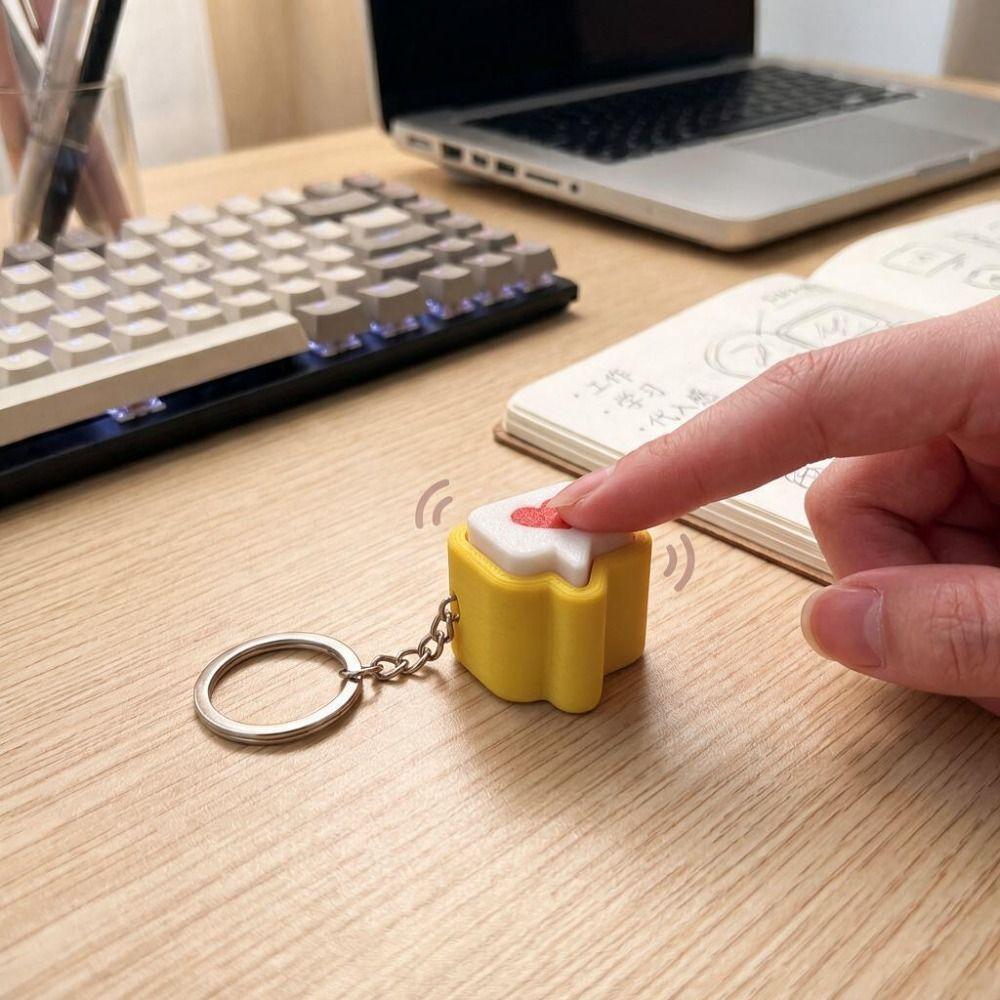 Yellow Heart Message Fidget Clicker Keychian Stress-Relief Heart Press Button Bag Charm  Adults