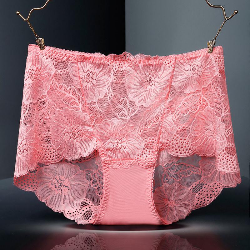 

Кружевные трусики с цветочным принтом, женские полые трусы с высокой талией, трусы больших размеров, сексуальные шорты для мальчиков L темно-розовый