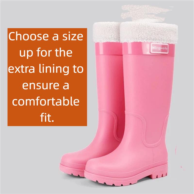 

Женские водонепроницаемые нескользящие дождевые ботинки с хлопковой подкладкой 39 розовый