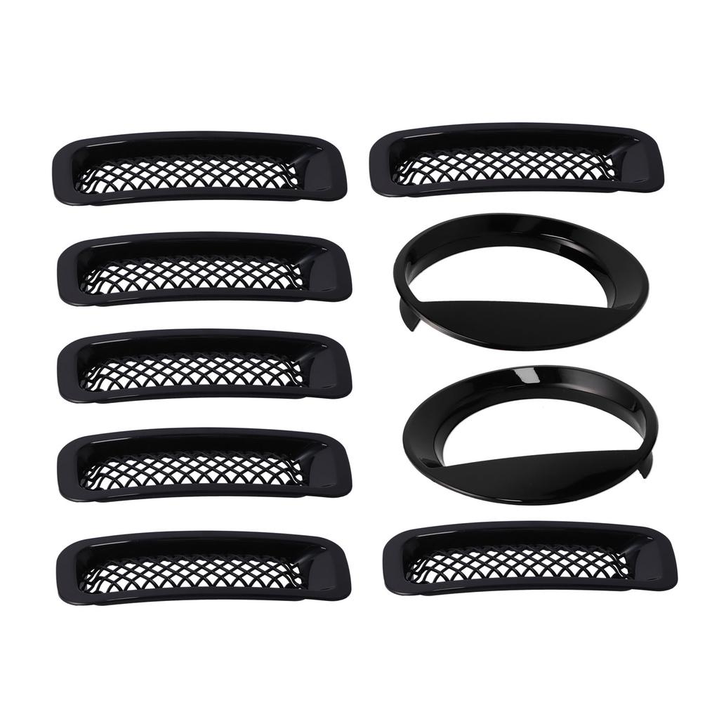 Front Mesh Grille Inserts Headlight Trim Rings Kit Decoration Fit for Jeep Patriot 20112016