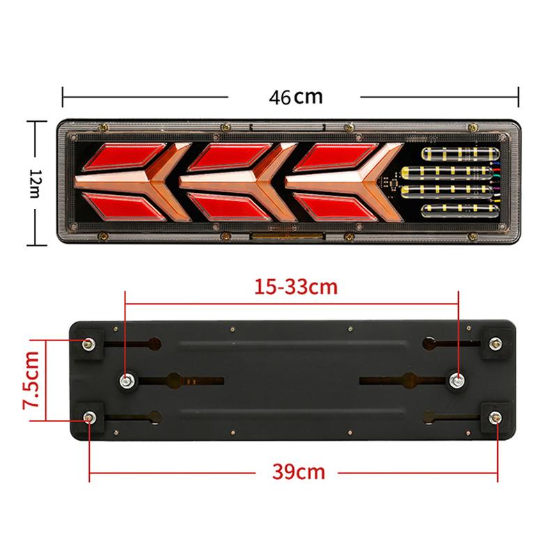 Lorry Truck Van Led Rear Tail Light Warning Lights Waterproof Rear Lamp Tailight Stop Reverse For Trailer Caravans Ute Campers 46cm