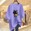Cartoon Cat Graphic Breathable Round Neck Short Sleeve Women's Casual T-Shirt