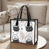 Halloween Witch Cauldron Tote Bag Cute Printed Canvas Shoulder Bag for Daily Use