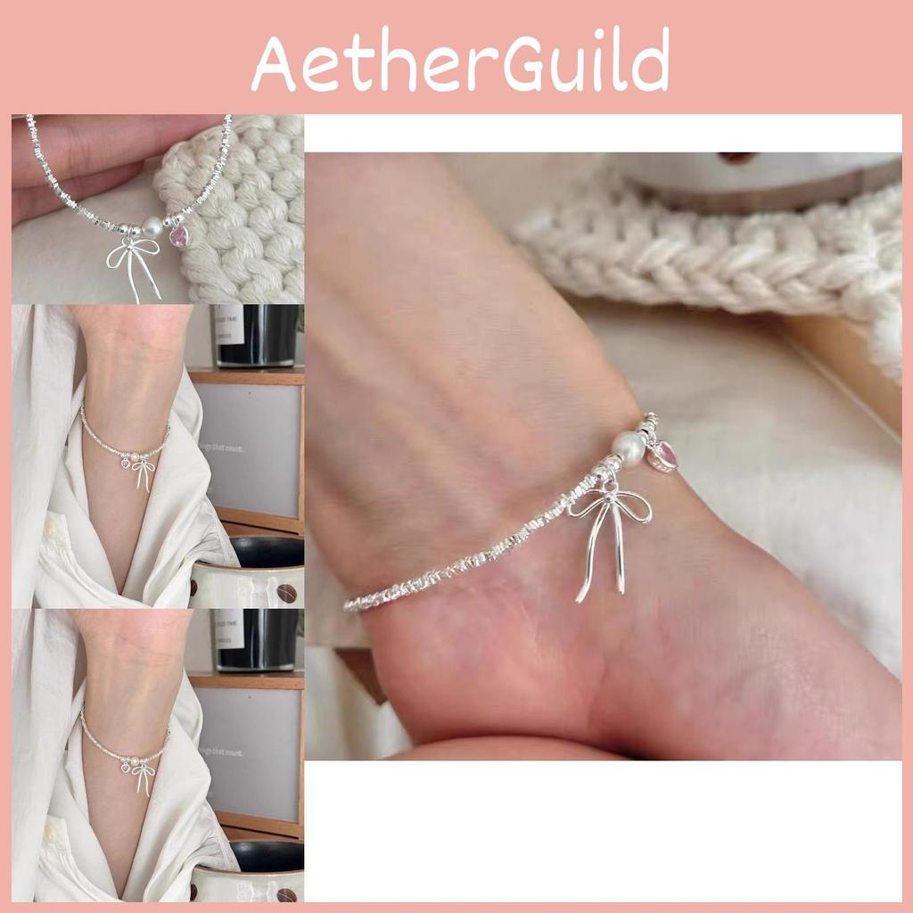 Elegant Pink Heart Charm Bracelet Delicate Bowknot Design Sweet Style Summer Jewelry For Women