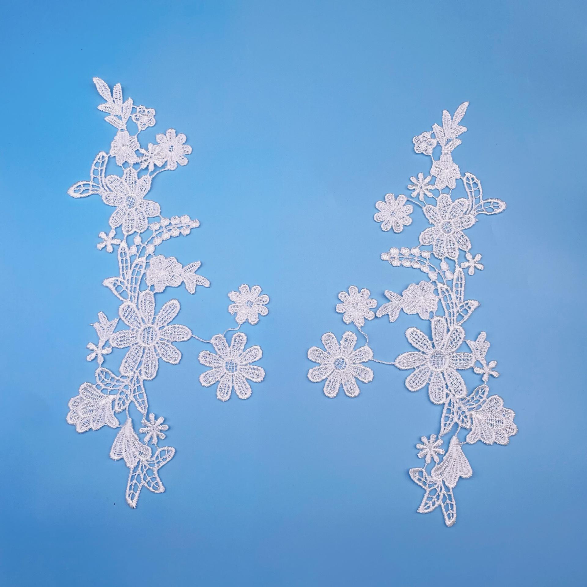 

Water Soluble Pair Of Flower Cloth Stickers Hollow Embroidery Embroidery Lace Wedding Dress Women S Clothing Diy Accessories Lace 27*12CM