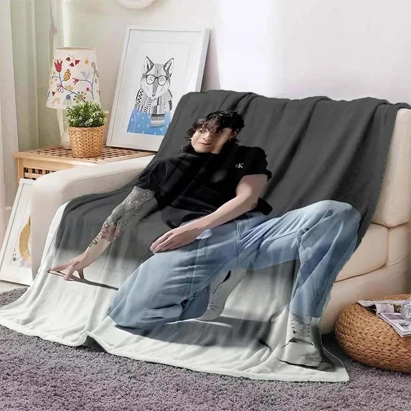 

3DМужчина знаменитость J-Jung Kook принтованное одеяло гостиная диван одеяло спальня украшение одеяло фланель мягкий теплый настраиваемый 50x60in