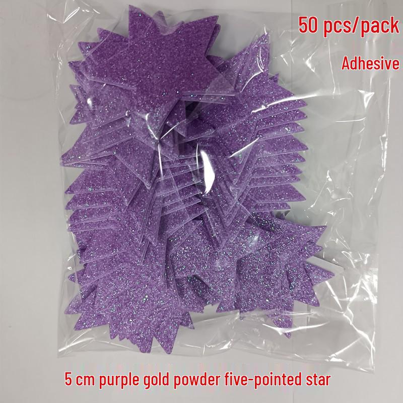 Gold Glitter Five-Pointed Star Foam Stickers for Kindergarten - Small EVA Geometric Shapes
