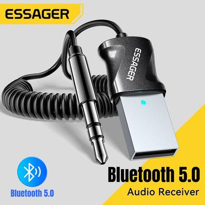 Essager Bluetooth 5.0 Ses Alıcısı Dongle USB'den 3,5 mm Aux Ses Jakı Araba Ses Aux Araba Hoparlörleri İçin Stereo Kablosuz Alıcı
