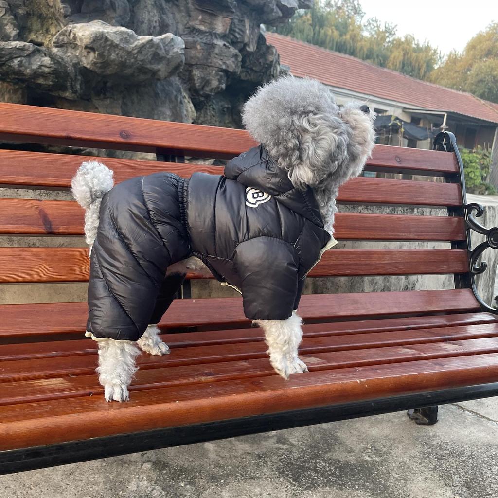 British Style Waterproof Cotton Coat for Small Dogs - Warm Four-Legged Winter Clothing for Pomeranians and Teddy Breeds