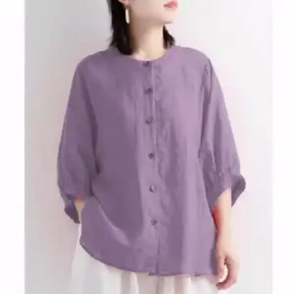 Spring Autumn Ethnic Style Vintage Cotton Linen Casual Shirt Women O-neck Loose Fashion Buttons Blouse Female Long Sleeve Blusa