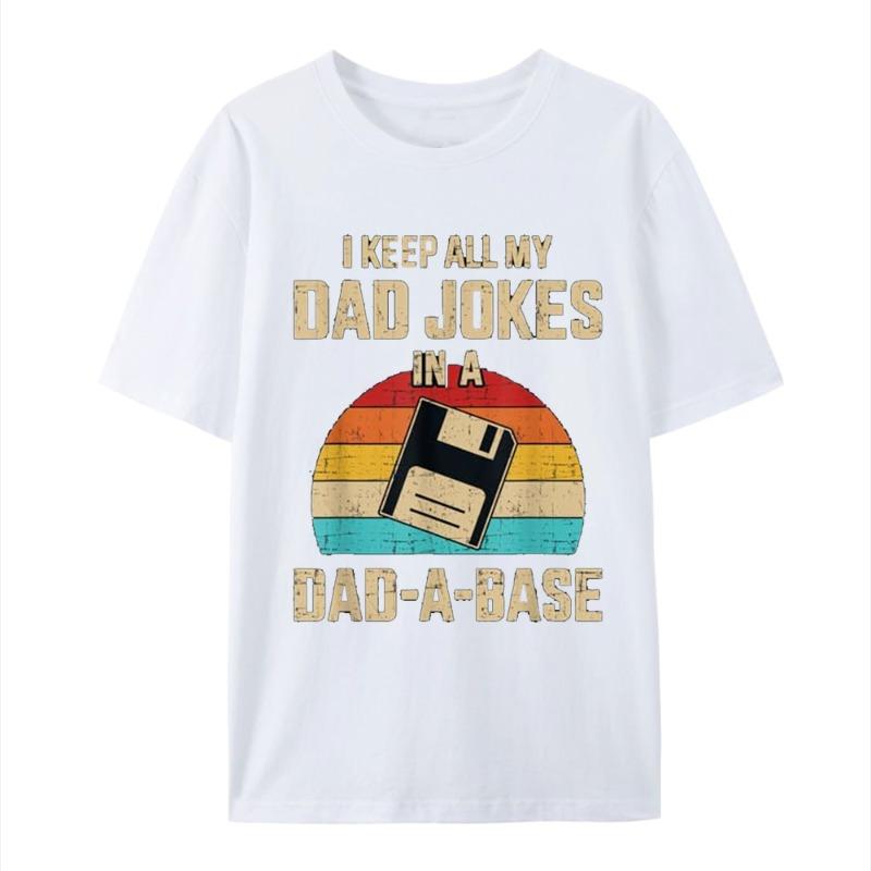Funny Dad Jokes on Dad Father's Day Retro T-shirt Hip Hop Pure Cotton Street Wear New Fashionable Casual Loose Top T-shirt