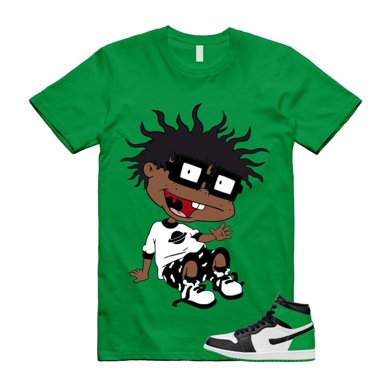 1 Lucky Green White Black High T Shirt Match FINSTER S
