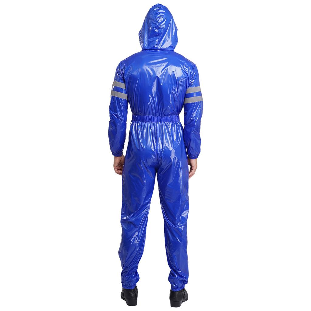 Pánské vysoce viditelné reflexní montérky, voděodolné, se zapínáním na zip vpředu, s dlouhým rukávem, elastickým pasem, s kapucí