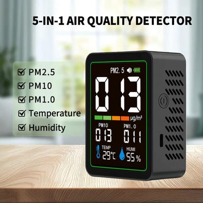 Portable Smart Air Quality Tester Temperature Humidity PM10 PM1.0 Detection Air Quality Meter for Home Hotel Office Car