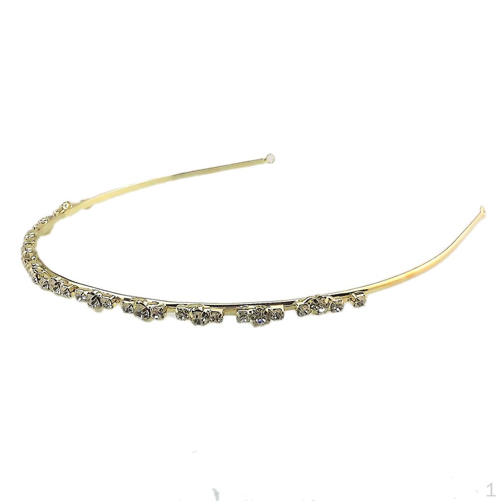 Princess Bridal Wedding Headband Simple Rhinestone Hair Piece, Gold