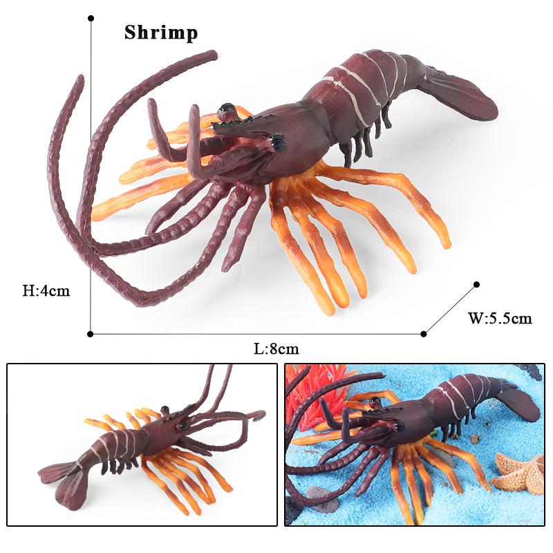Oenux Ocean Animals Simulation Tiger Prawn Crayfish Shrimp Sea Life Model Figurines Action Figures Collection Toys For Kids Gift
