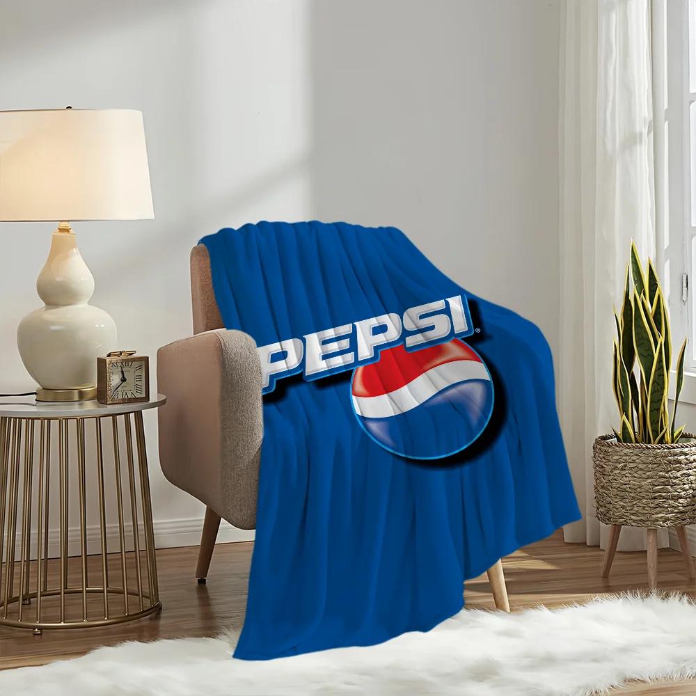 Fashion Art P-pepsi C-cola Logo Blanket Plush Nap Sofa rug for Living Room Warm Office Bedroom Birthday Home Travel Kid Gifts