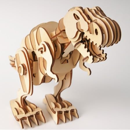 Tsukurundesu® Battery-Operated 3D Wooden Puzzle Dinosaur Series (Large Tyrannosaurus) with Japanese Instructions